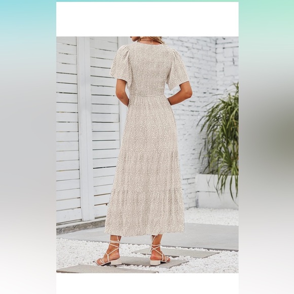 Amazon Zesica Women 2023 Summer Casual Floral Print Short Sleeze Maxi Dress NWT - Picture 2 of 4